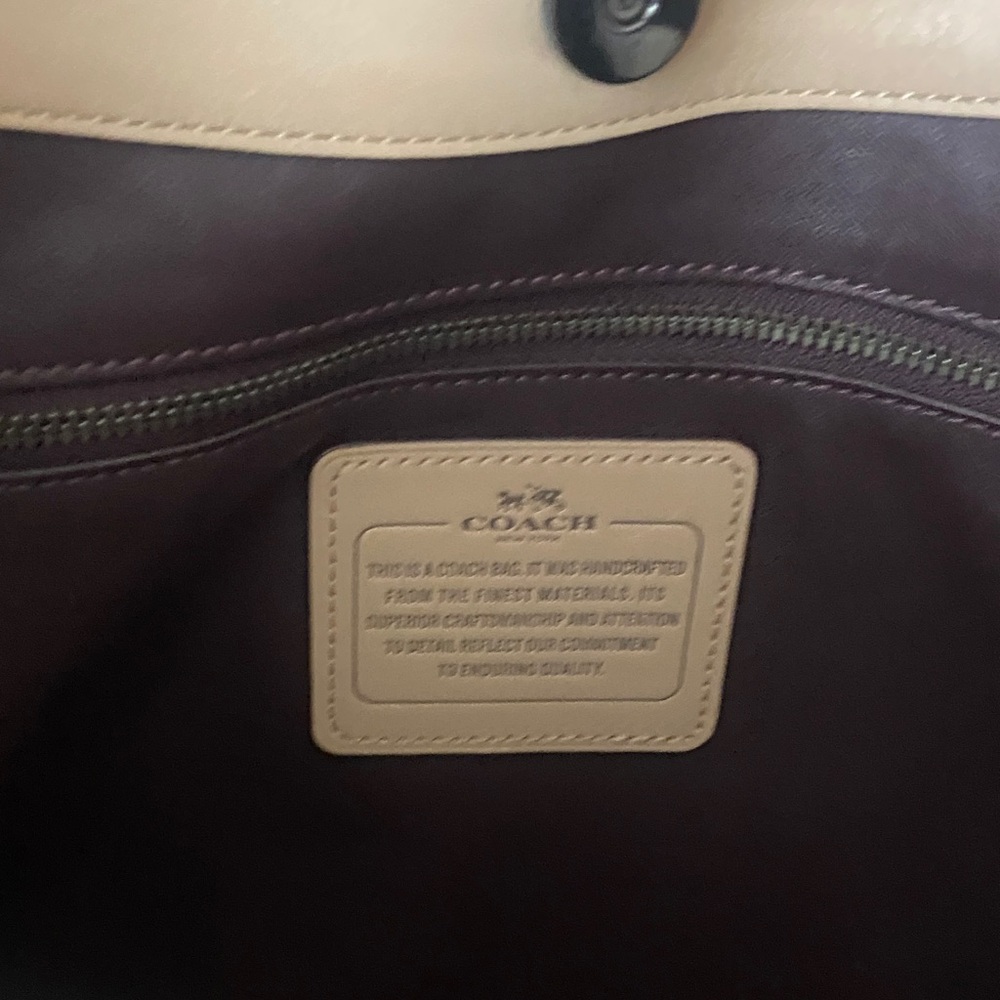 COACH Beachwood Beige Leather Snap NOMAD Hobo Shoulder Bag Purse #36026 - Picture 6 of 16